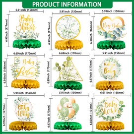 Gyufise 9 Pack Green Baby Honeycomb Centerpieces Safari Baby Shower Party Decorations Sage Green Themed Party Supplies for Boys Kids Wild Forest Theme Birthday Party Decor