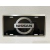 Nissan Embossed Auto License Plate. Black & Silver Aluminum Plate