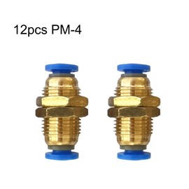 PM-4(4mm) OD Hose Tube One Touch Push Into Gas Connector, Bulkhead Union Push to Connect Tube Fitting, Diaphragm Straight Through Pneumatic Push-in Fittings, Garden Plumbing Adapter, 12PCS