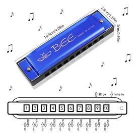 Pack of 2 Harmonica, Harmonica for Children, 10-Hole Diatonic Harmonica, Harmonica C Major Blues Harmonica, Children's Harmonica Toy, for Beginners (Blue)