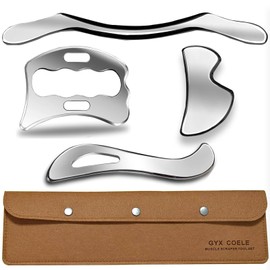 GYX COELE Professional Muscle Scraper Tool Set, 4-Piece Stainless Steel IASTM Tools with Storage Case, Physical Therapy Massage Tools for Muscle Recovery