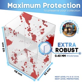 Fanatiko Pack of 5 Bloody Protective Cases for Funko Pop 4 Inch - 0.4 mm Funko Pop Protective Case - Keep Your Funko Pop in Perfect Condition with Your Funko Protector - Funko Pop Case with Scratch