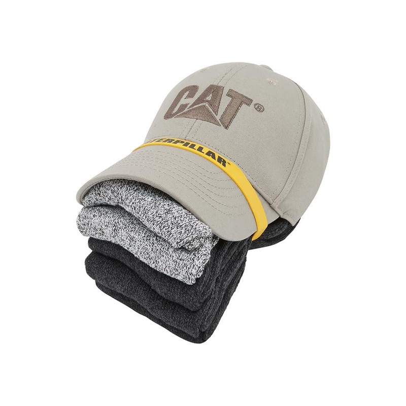 CAT Unisex Logo Cap/5 Sock Bundle, (1 Cap & 5