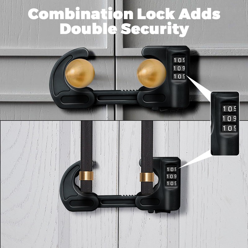 4 Pack Cabinet Locks with Combination Baby Proof Cabinet Door