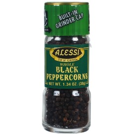 Alessi Whole Black Peppercorns, 1.34-Ounce Grinders (Pack of 6)