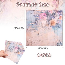 Scrapbook Paper, 24 Sheets Decoupage Paper Scrapbooking Cardstock Paper Pads Scrapbooking Supplies 12 Designs Floral Patterns Decorative Paper for Card Making DIY Decorative Scrapbooking Craft Paper
