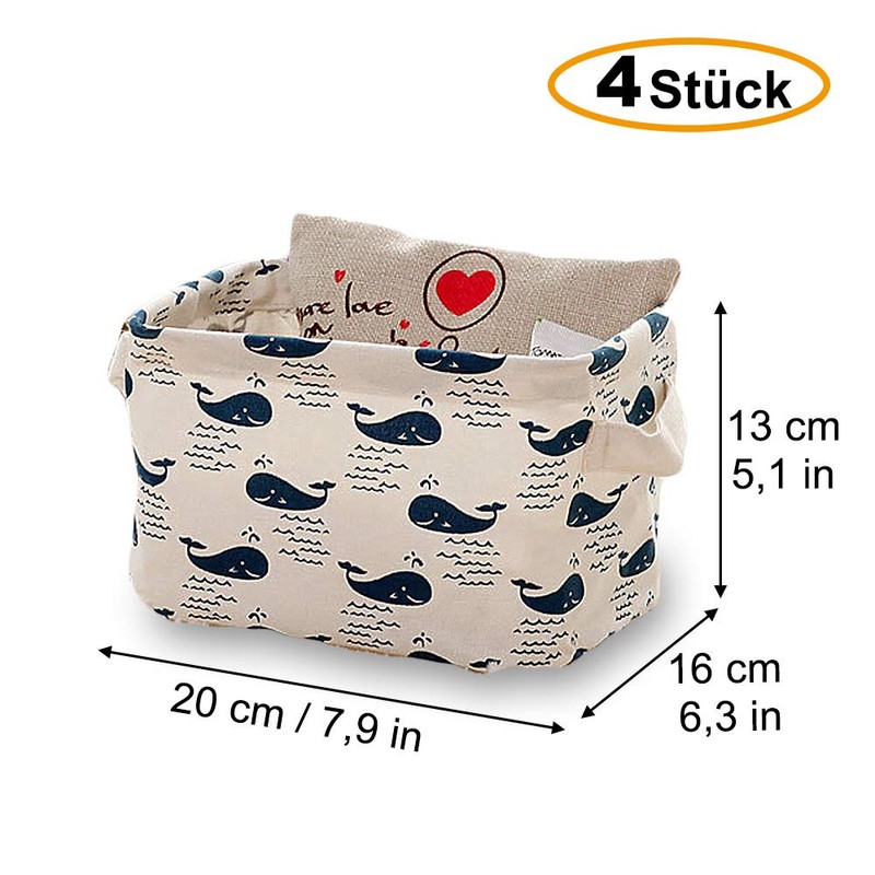 Storage Basket, 4-Piece Set, Foldable Linen Storage Box for Office,