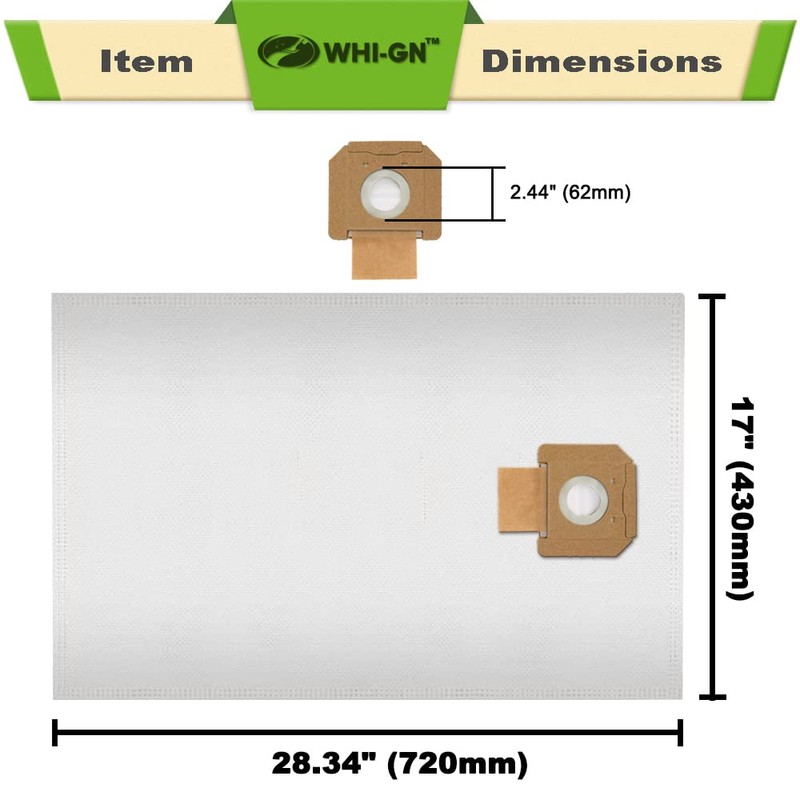 WHI-GN Replacement for BOSCH Bags, VB140F Fleece Filter Bags, compatible