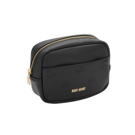 MARY QUANT Simple Embossed Daisy Mini Pouch, H 4.1 x W 5.5 x D 2.0 inches (10.5 x 14 x 5 cm), Black