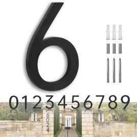 HANPIU House Numbers Address Numbers for House 7 inch - Modern House Numbers Black Large House Numbers Metal House Numbers Exterior Street Address Numbers - Floating Door Numbers 6