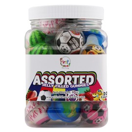 FirstChoiceCandy Jelly Filled Gummies - Assorted Flavor Gummy Filled Candies - Filled With Fruit Jams - 20 Pieces In Resealable Jar (Assorted)