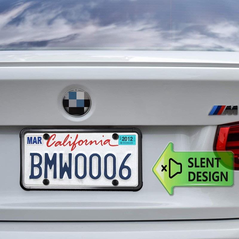 Aootf Black License Plate Frames-2 Pack Silicone License Plate Cover