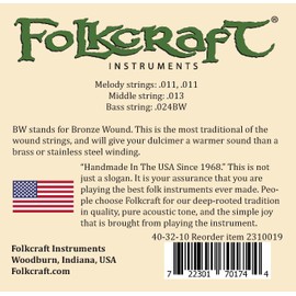 Folkcraft® Mountain Dulcimer String Set, Ball Ends (.011" .011" .013" .024"BW)