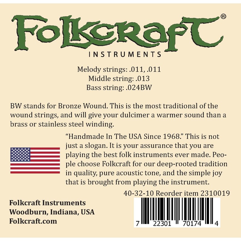 Folkcraft® Mountain Dulcimer String Set, Ball Ends (.011" .011" .013"