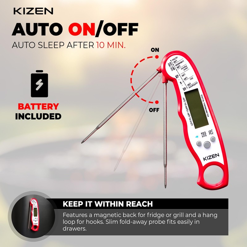 KIZEN Instant Read Meat Thermometer Digital - Food Thermometer for