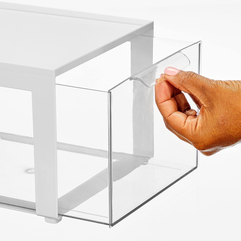 mDesign Plastic Stackable Cosmetic Storage Organizer Bin with Pull Out