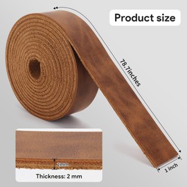 Catephe Leather Straps for Crafts 77.5 inch Long, 1 Inches Wide Flat Leather Strips, Genuine Leather Strap Leather Strip for DIY Craft(Brown)
