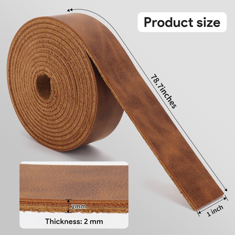 Catephe Leather Straps for Crafts 77.5 inch Long, 1 Inches