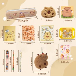 Back to School 24PCs Capybara Stationery Gift Set, cute Capybara Keychains, Stickers, labyrinth, Pencil Case, Ballpens, Notebooks Kids Kawaii Birthday Party Christmas Gift for Girls Boys (24 Pieces)