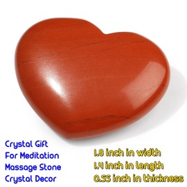 XIANNVXI 45mm 1.8" Red Jasper Crystal Heart Stone Natural Crystal Gemstone Polished Love Puff Palm Massage Stone Reiki Crystal