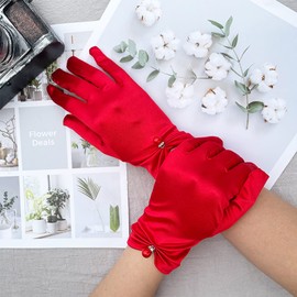 bmactosh Satin Wedding Dress for Women Opera Party 1920s Gloves Wrist Length Gloves