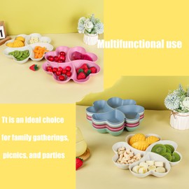 Appetizer Plates 5pcs, Dessert Plates Set 9 Inch, Snack Plate Heart Shaped, Unbreakable Wheat Straw Small Sauce Plate, Serving Bowls for Side Dishes,Condiment Dishes, Nuts, Mixed Color