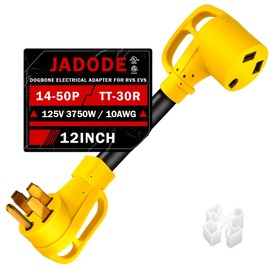 Jadode RV Power Adapter 50Amp Male to 30 Amp Female Dogbone Handle Grip RV Adapter 125V NEMA14-50P Male to TT-30R with 10 AWG Wire Size UL Listed RV Generator Adapter for Connecting Rvs Evs