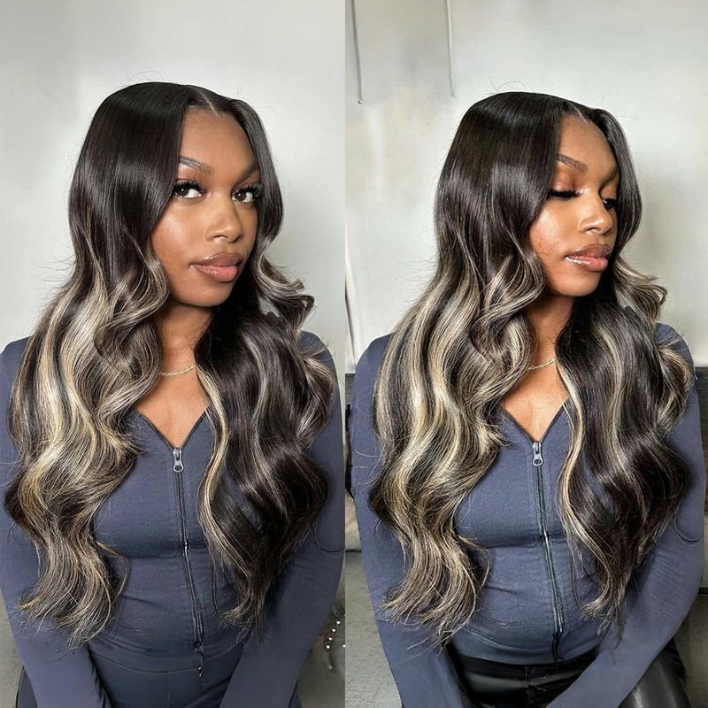Orijodie 13x6 Ombre Black to Balayage Highlights Lace Front Human