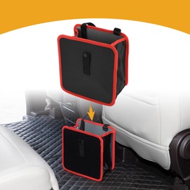 Partuto 1 Pcs Car Trash Can Auto Trash Bin Hanging Folding Oxford Cloth Black Red 9.1" Length 5.1" Width 9.1" Height