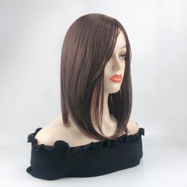 Free Part One Piece Clip in Topper 35cm Super Soft Silk Base Head Forehead Wiglet With Bangs Straight Snythetic Replacement Dark Brown