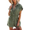 Dokotoo Women's Summer Utility Rompers 2024 Short Cuffed Sleeves Button