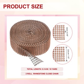 PATIKIL 2 Roll 1.5"x20 Yards Crystal Rhinestones Mesh Ribbon, 4mm Diamond Ribbon Bling Wrap Rhinestone Strips for Crafts Wedding Party DIY Decoration Jewelry Making, Rose Gold