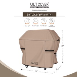 ULTCOVER Waterproof Grill Cover 58 inch, Heavy Duty BBQ Cover for 3-5 Burners Outdoor Gas Barbecue Grill
