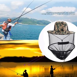 Beekeeper Hat Mosquito Net Hat HAMON Outdoor Head Protection and Face Protection Mesh Hat Invisible Mosquito Net Cap Outdoor Foldable Beekeeping Hat Sun Hat for Beekeepers / Fishermen (1)