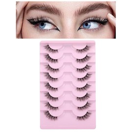 Half Lashes lashes eyelashes false eyelashes eye lashes Natural Looking Cat Eye Lashes Accent Eyelashes Multi-layers Wispy Fluffy 3D Curly False Lashes Pack ﻿