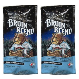 Raven’s Brew Coffee Full Bodied Coffee Full City Roast Whole Bean – Bruin Blend 2-pack of 12oz