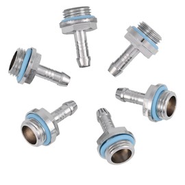 G1/4" Barb Fitting Adapter, Hose Barb to Pipe Fittings Connect for PC Computer Water Cooling System, 6 PCS(6mm)