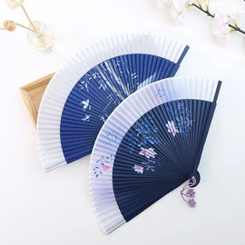 Park Ssangbang (domestic production) silk bamboo fan + high-quality silk fan house, bamboo swallow / 박씨상방 (국내제작)실크대나무부채 +고급비단 부채집, 대나무제비