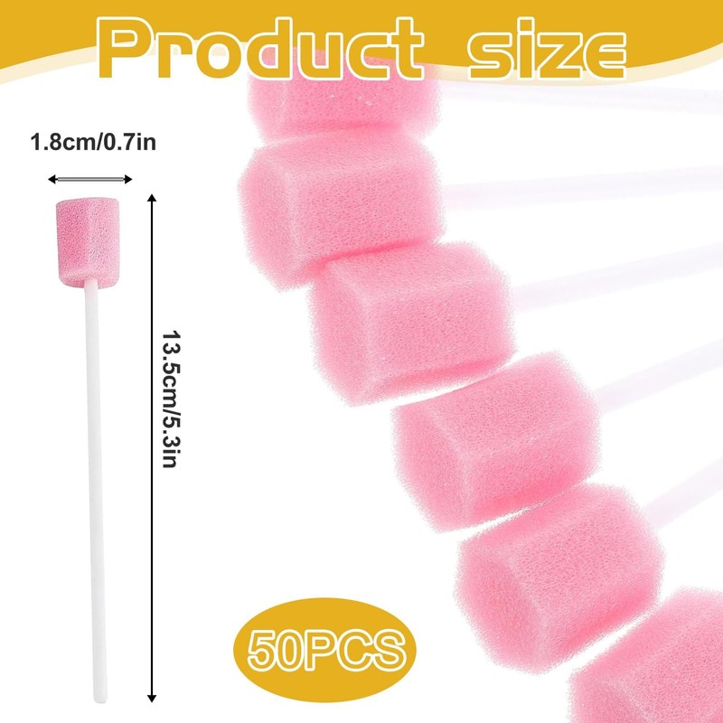50 PcsOral Swabs – Soft Foam Mouth Swabs for Gentle