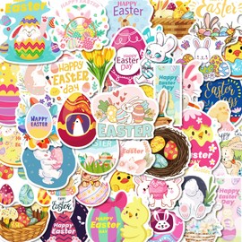 Easter Stickers Basket Stuffers Decorations - 100Pcs Easter Egg Stickers Stuffers Decorations Stickers Gifts for Kids, Vinyl Easter Basket Stuffers Stickers Decor Indoor Gifts for Kids Toddler Teens