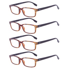 Eyekepper 4 Pack Reading Glasses for Women and Men - Classic Readers Amber Frame-Black Arm +2.50