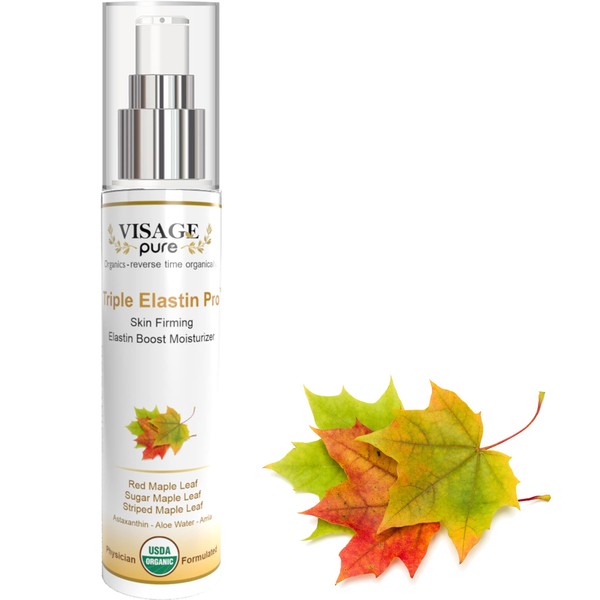 Visage Pure Triple Elastin Pro - Skin Firming Elastin Boost Moisturizer - Contains GCGs That Increases the Skin's Elastin and Elasticity - USDA Organic - Physician Formulated - Research Supported