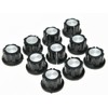 KAISH 10x Guitar Mini Effect Pedal Knobs 6mm Black w/Silver