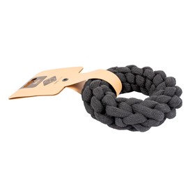 D&D Home, Ben Braided Ring Dog Toy, 19 cm, Black, Natural and Durable Materials, Beautiful Leather Workmanship, Fashion Color and Shape, Keeps Teething and Gums