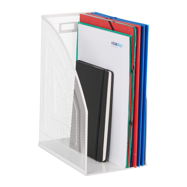 Relaxdays Magazine File Metal, DIN A4, Sturdy Standing Binder, Mesh
