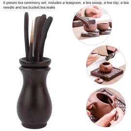 Chinese Kung Fu Tea Set, 6 Pcs Tea Ceremony Tool Trumpet Accessories Gongfu Tea Set Tea Needle Tea Scoop Tea Clip Bucket for Home Office