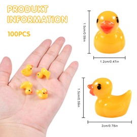 AsyinXson Pack of 100 Mini Ducks Resin Yellow, Small Ducks, Miniature Ducks, Mini Resin Ducks Figures, DIY Potting Micro Landscape Decorations Supplies