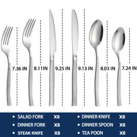 48-Piece Silverware Set,Stainless Steel Flatware Set with Steak Knives for 8,Include Knives Spoons and Forks Set,Tableware Cutlery Set for Home Kitchen Hotel Restaurant