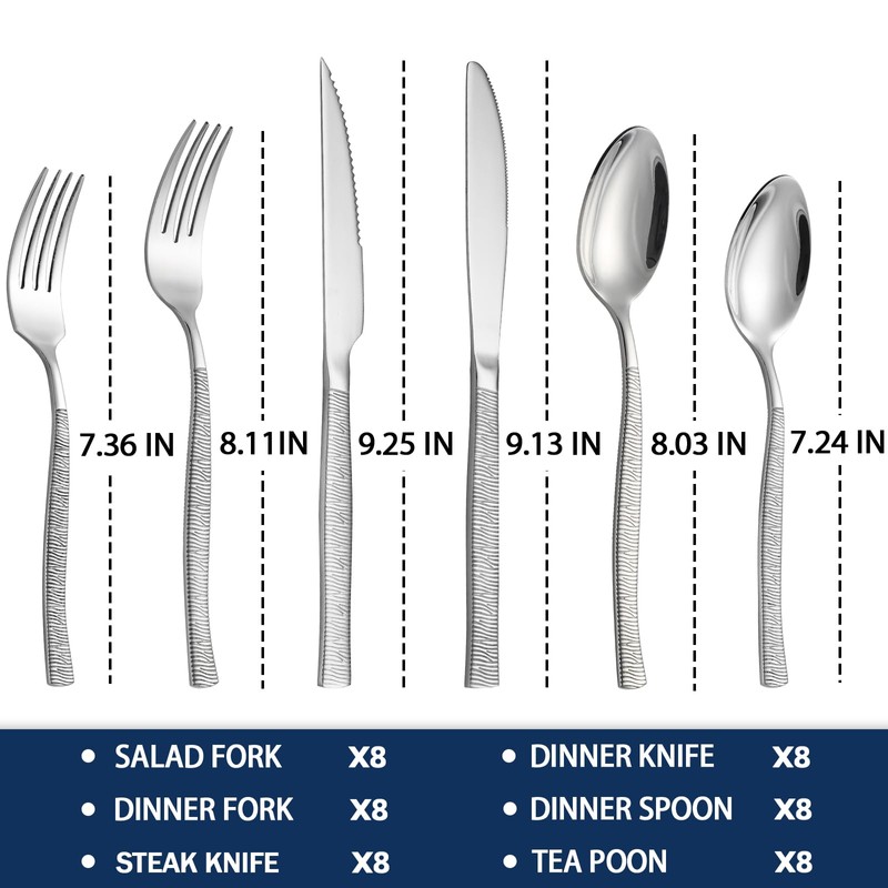 48-Piece Silverware Set,Stainless Steel Flatware Set with Steak Knives for