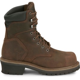 Chippewa Men's 8" Industrial Steel Toe 55026 Logger Boot, Tough Bark (Brown) - 9.5 M US